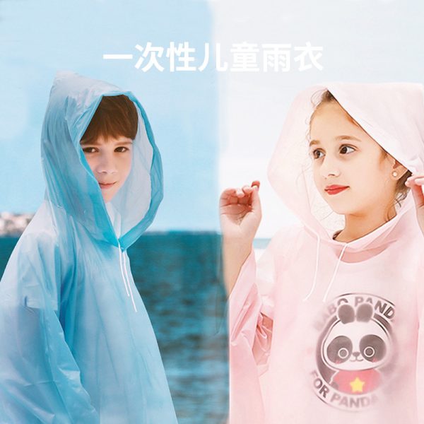 Disposable PE Rain Poncho Kids Size with Hood (100pcs/pack)